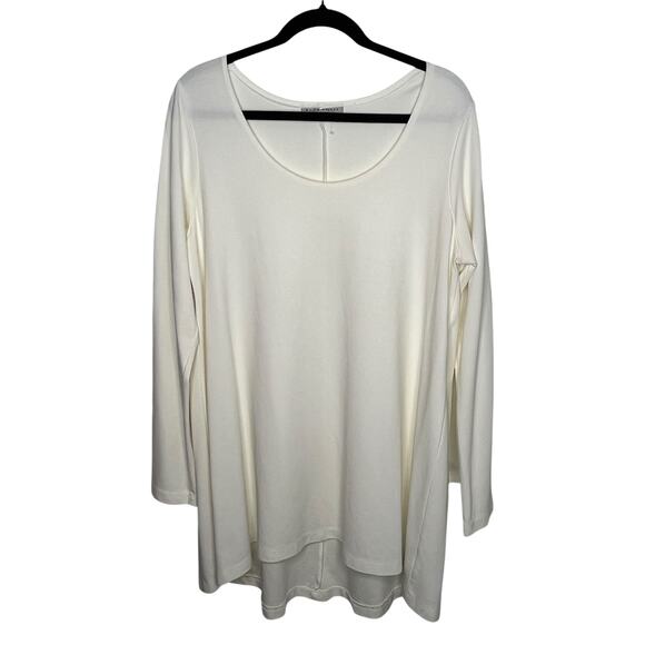 Bryn Walker Liam Tunic Cream Round Neck Modal Blend Size Large - Picture 2 of 8